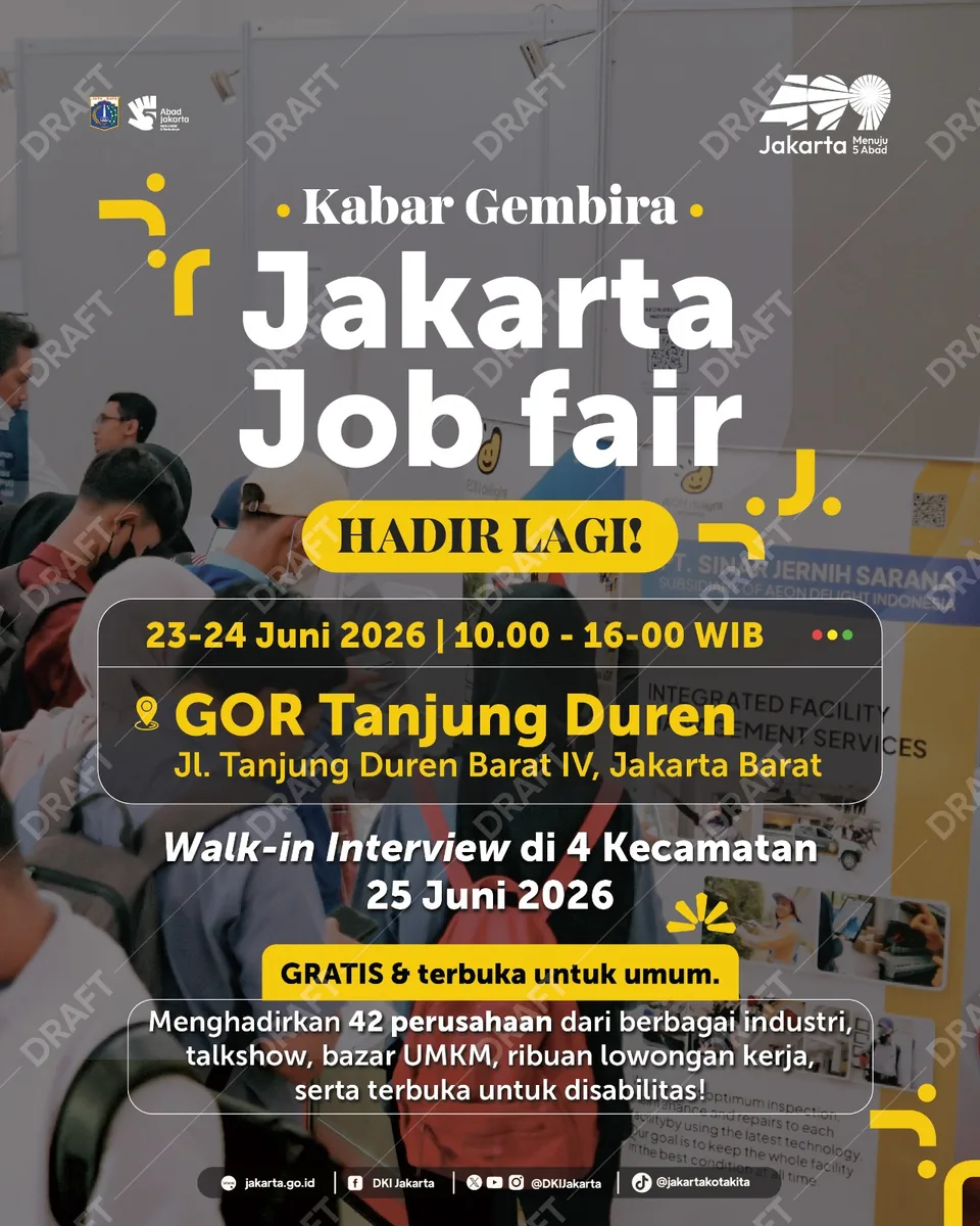 Job Fair Provinsi Kalimantan Timur 2026 (Suku Dinas TKTE Wilayah Provinsi Kalimantan Timur Barat) : 23-24 Juni 2026