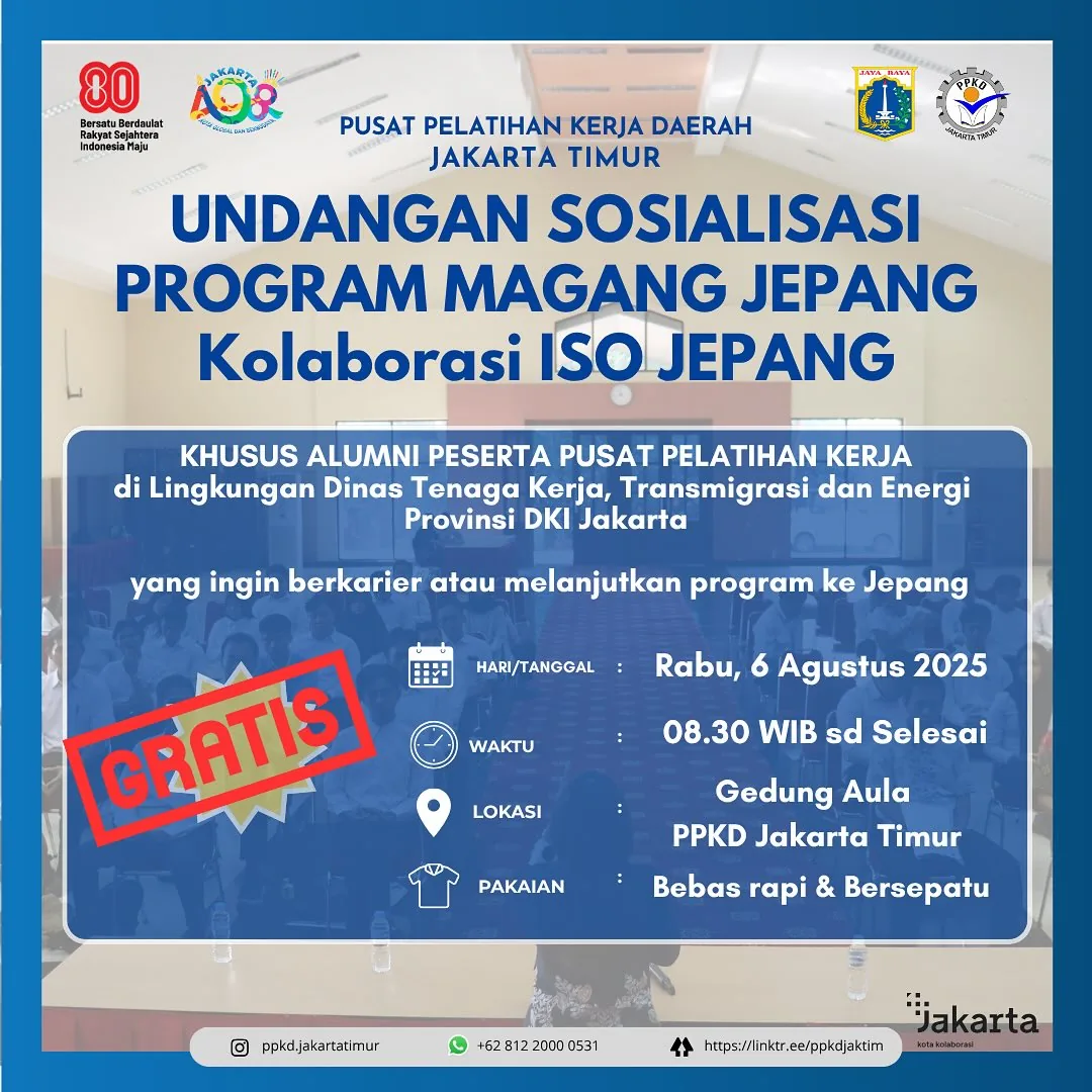 UNDANGAN SOSIALISASI PROGRAM MAGANG JEPANG – PPKD PROVINSI KALIMANTAN TIMUR